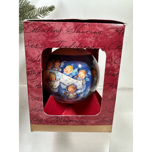 Hallmark Keepsake Ornament Glass Ball Merry Christmas 1999 Dated Angels Design - Picture 5 of 9